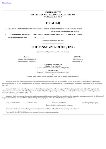 Thumbnail The Ensign Group Quarterly Report 2015-q2