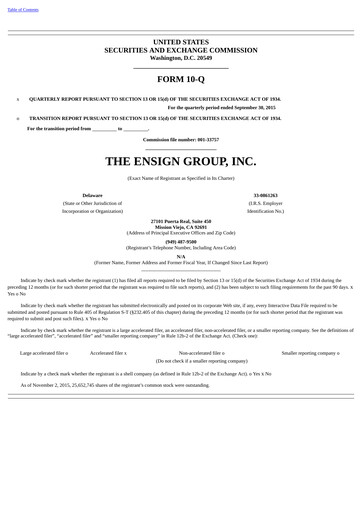 Thumbnail The Ensign Group Quarterly Report 2015-q3