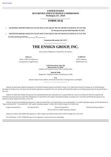 Thumbnail The Ensign Group Quarterly Report 2016-q3