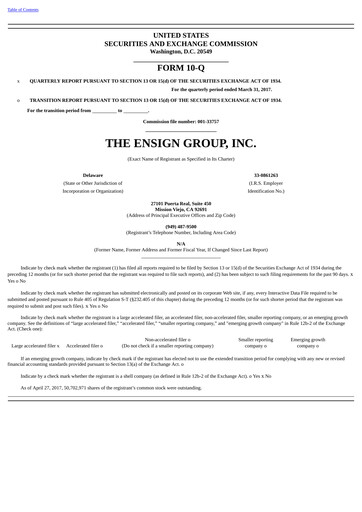 Thumbnail The Ensign Group Quarterly Report 2017-q1