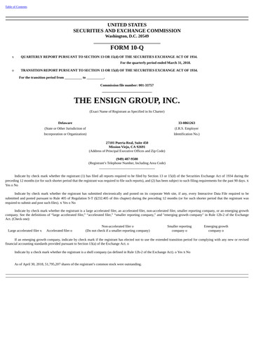 Thumbnail The Ensign Group Quarterly Report 2018-q1