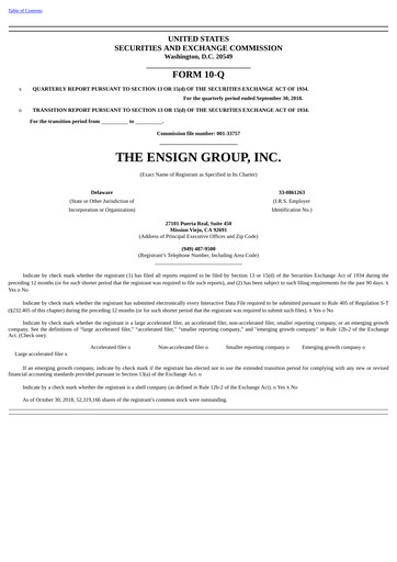 Thumbnail The Ensign Group Quarterly Report 2018-q3