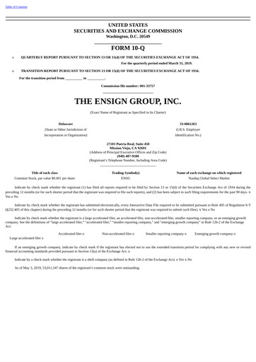 Thumbnail The Ensign Group Quarterly Report 2019-q1