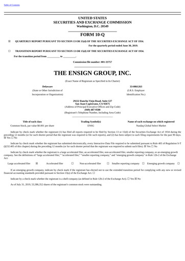 Thumbnail The Ensign Group Quarterly Report 2019-q2