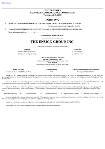 Thumbnail The Ensign Group Quarterly Report 2019-q3