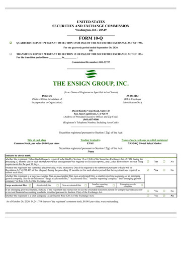 Thumbnail The Ensign Group Quarterly Report 2020-q3