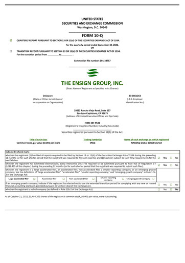Thumbnail The Ensign Group Quarterly Report 2022-q3