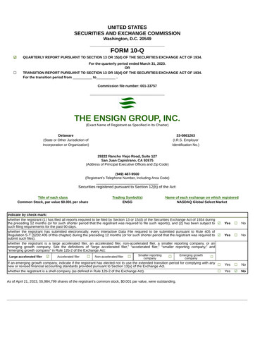 Thumbnail The Ensign Group Quarterly Report 2023-q1