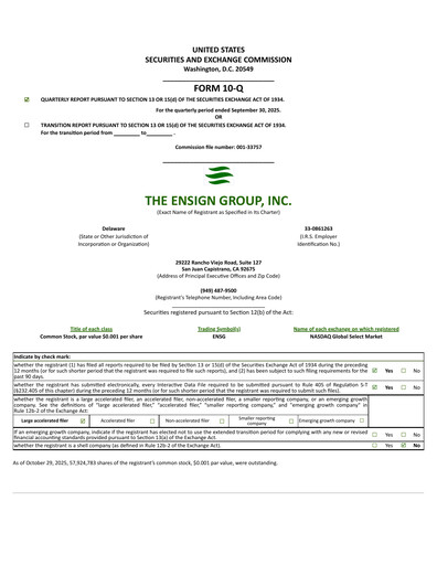 Thumbnail The Ensign Group Quarterly Report 2025-q3