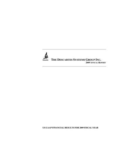 Thumbnail Descartes Systems Group Annual Report 2009
