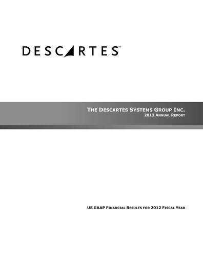 Thumbnail Descartes Systems Group Annual Report 2012