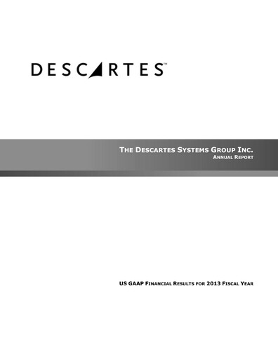 Thumbnail Descartes Systems Group Annual Report 2013