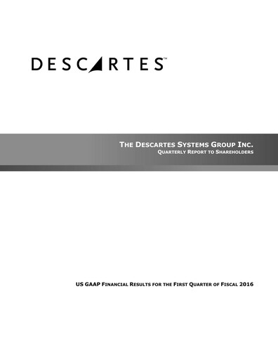 Thumbnail Descartes Systems Group Quarterly Report 2016-q1