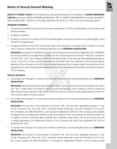 Miniature United Breweries Rapport annuel 2013-2014