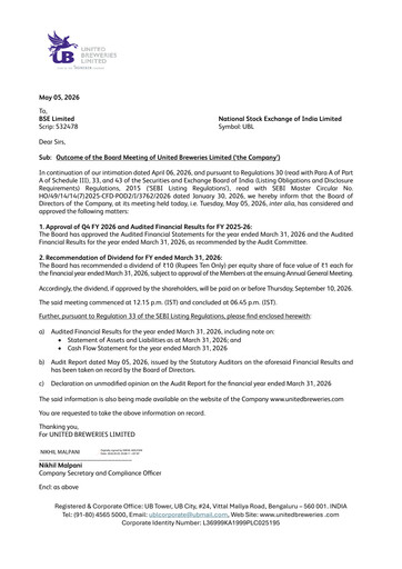 Thumbnail United Breweries Financial Statement 2025-2026
