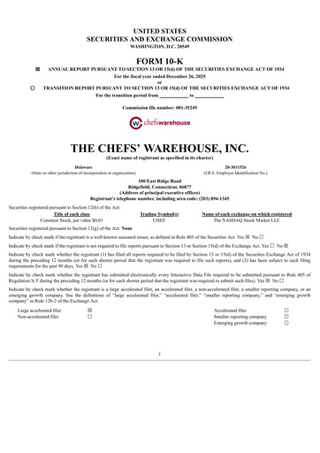 Thumbnail Chefs' Warehouse Annual Report 2025