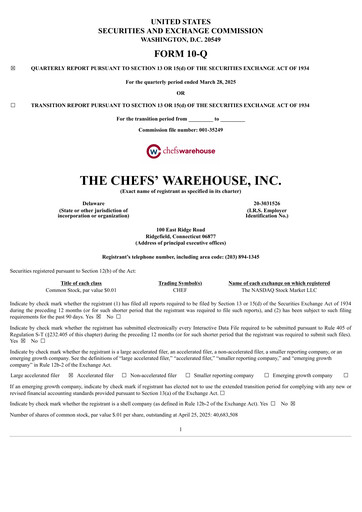 Thumbnail Chefs' Warehouse Quarterly Report 2025-q1