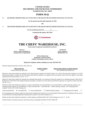 Thumbnail Chefs' Warehouse Quarterly Report 2025-q3