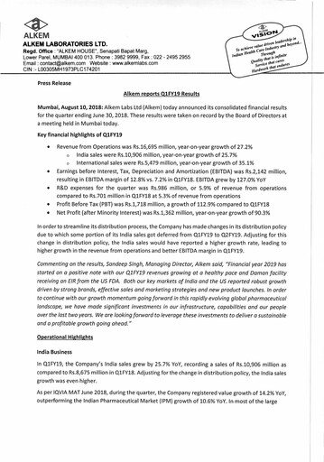 Thumbnail Alkem Laboratories
 Quarterly Report 2018-q1
