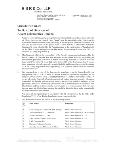 Thumbnail Alkem Laboratories
 Quarterly Report 2020-q3
