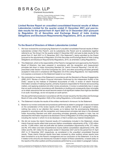 Thumbnail Alkem Laboratories
 Quarterly Report 2021-q3