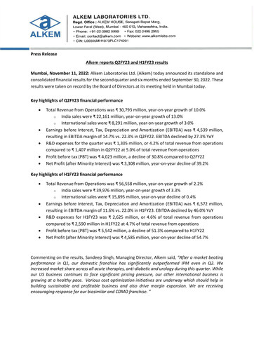 Thumbnail Alkem Laboratories
 Quarterly Report 2022-q2