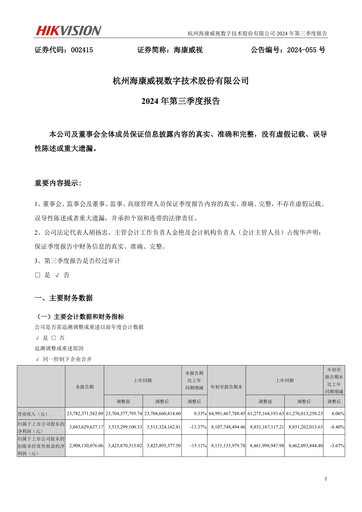 Thumbnail Hikvision
 Quarterly Report 2024-q3