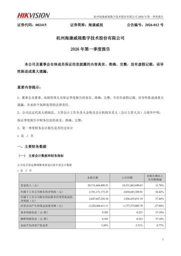 Thumbnail Hikvision
 Quarterly Report 2026-q1