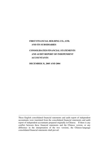 Thumbnail First Financial Holding Financial Statement 2005