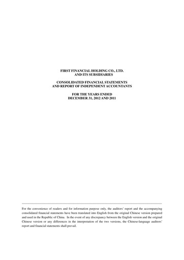 Thumbnail First Financial Holding Financial Statement 2012