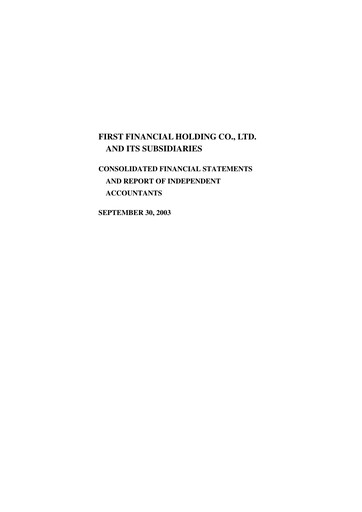 Thumbnail First Financial Holding Quarterly Report 2003-q3