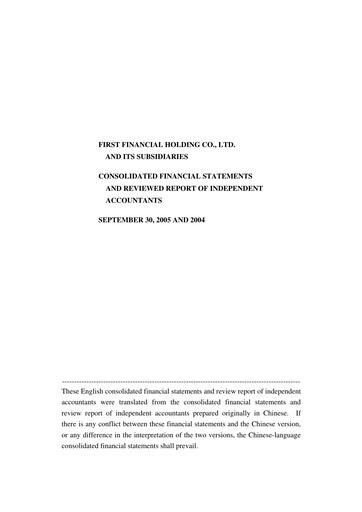 Thumbnail First Financial Holding Quarterly Report 2005-q3