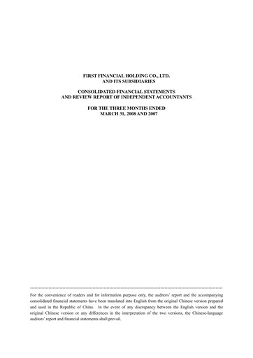 Thumbnail First Financial Holding Quarterly Report 2008-q1