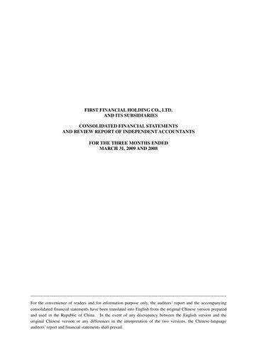 Thumbnail First Financial Holding Quarterly Report 2009-q1