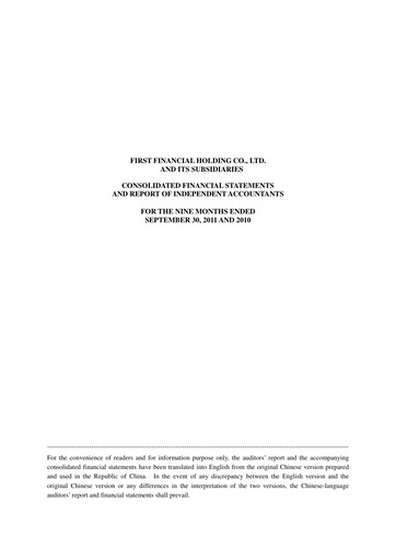 Thumbnail First Financial Holding Quarterly Report 2011-q3