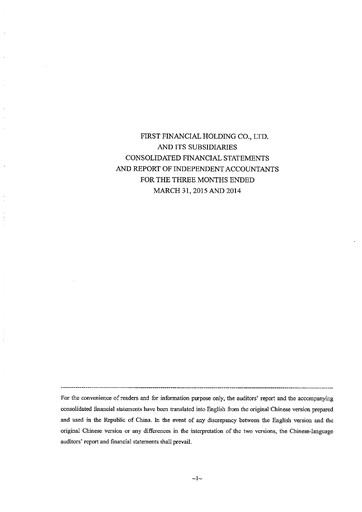 Thumbnail First Financial Holding Quarterly Report 2015-q1