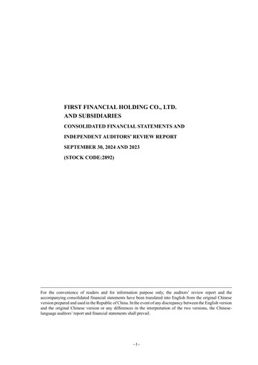 Thumbnail First Financial Holding Quarterly Report 2024-q3