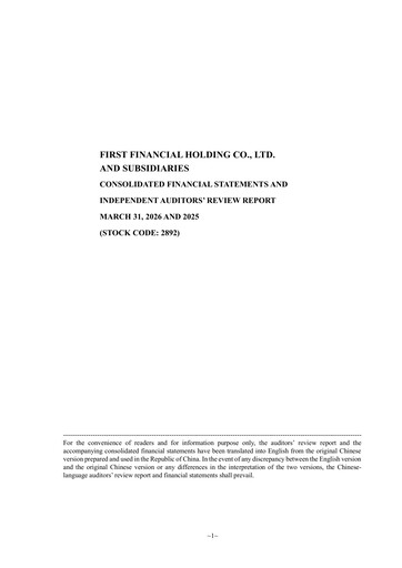 Thumbnail First Financial Holding Quarterly Report 2026-q1