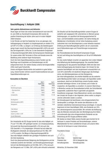 Thumbnail Burckhardt Compression Half-year Report 2006-h1