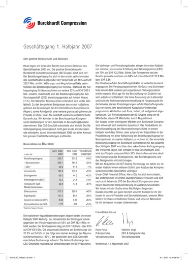 Thumbnail Burckhardt Compression Half-year Report 2007-h1