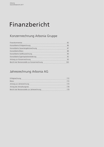 Thumbnail Arbonia Financial Report 2017
