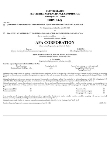 Thumbnail APA Corporation Quarterly Report 2026-q2