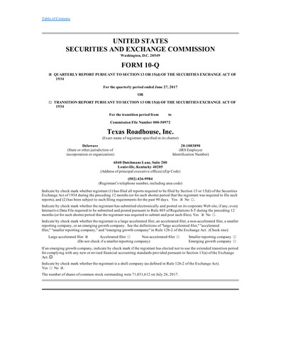 Thumbnail Texas Roadhouse
 Quarterly Report 2017-q2