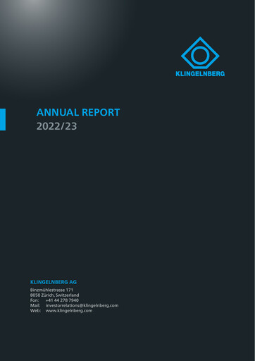 Thumbnail Klingelnberg AG Annual Report 2022-2023