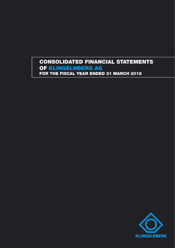 Thumbnail Klingelnberg AG Financial Statement fy2018