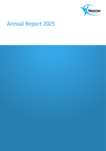 Miniature Newron Pharmaceuticals Rapport annuel 2025