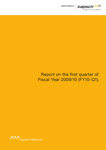 Vorschaubild Kapsch TrafficCom Quartalsbericht 2009-q1