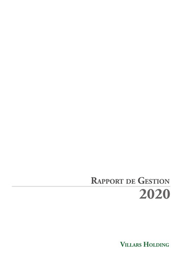 Thumbnail Villars Holding Annual Report 2020