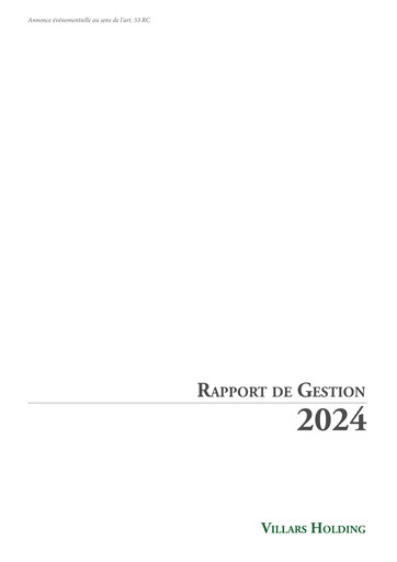 Thumbnail Villars Holding Annual Report 2024