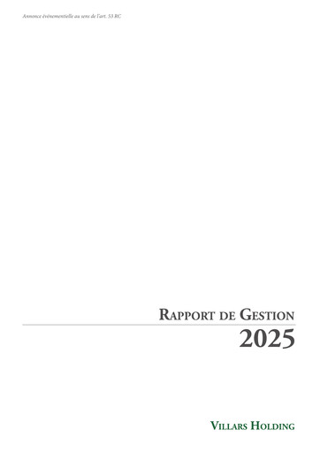 Thumbnail Villars Holding Annual Report 2025